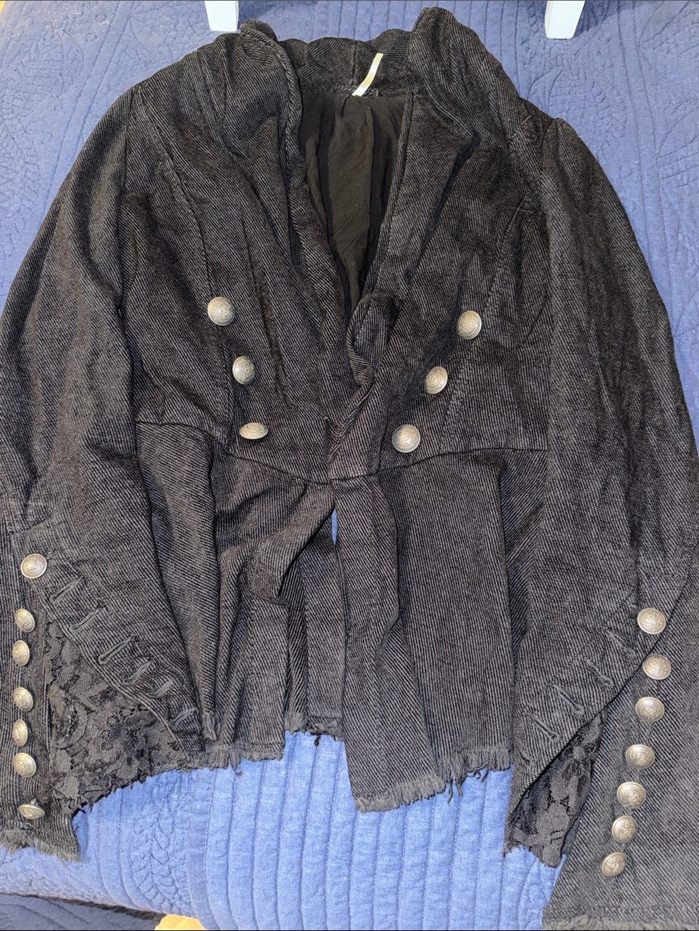 Free people Women's Black Military-Style Buttoned Sweater Jacket - XS